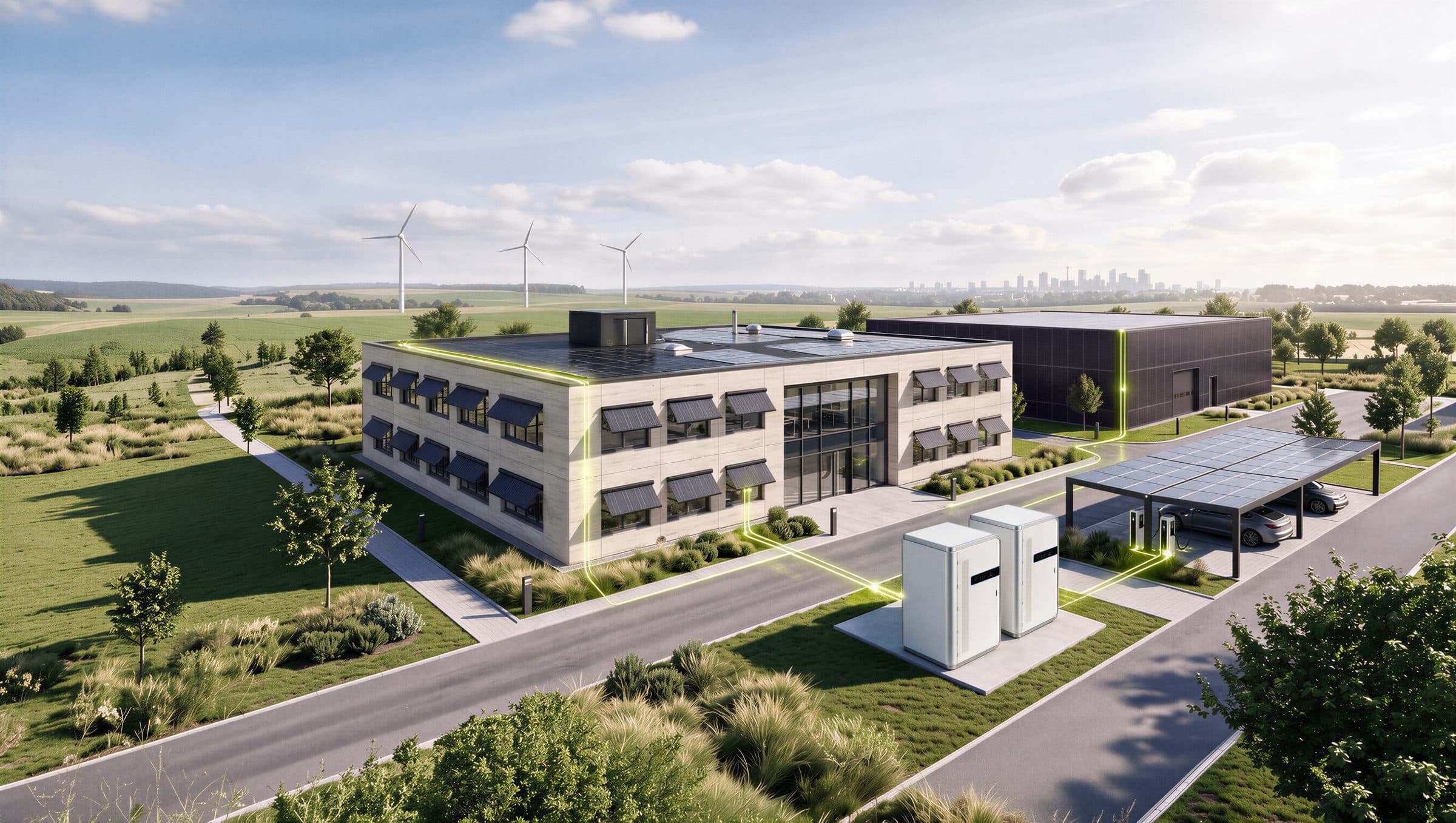 Industriestandort mit aktivierter Dach- und Fassadenfläche