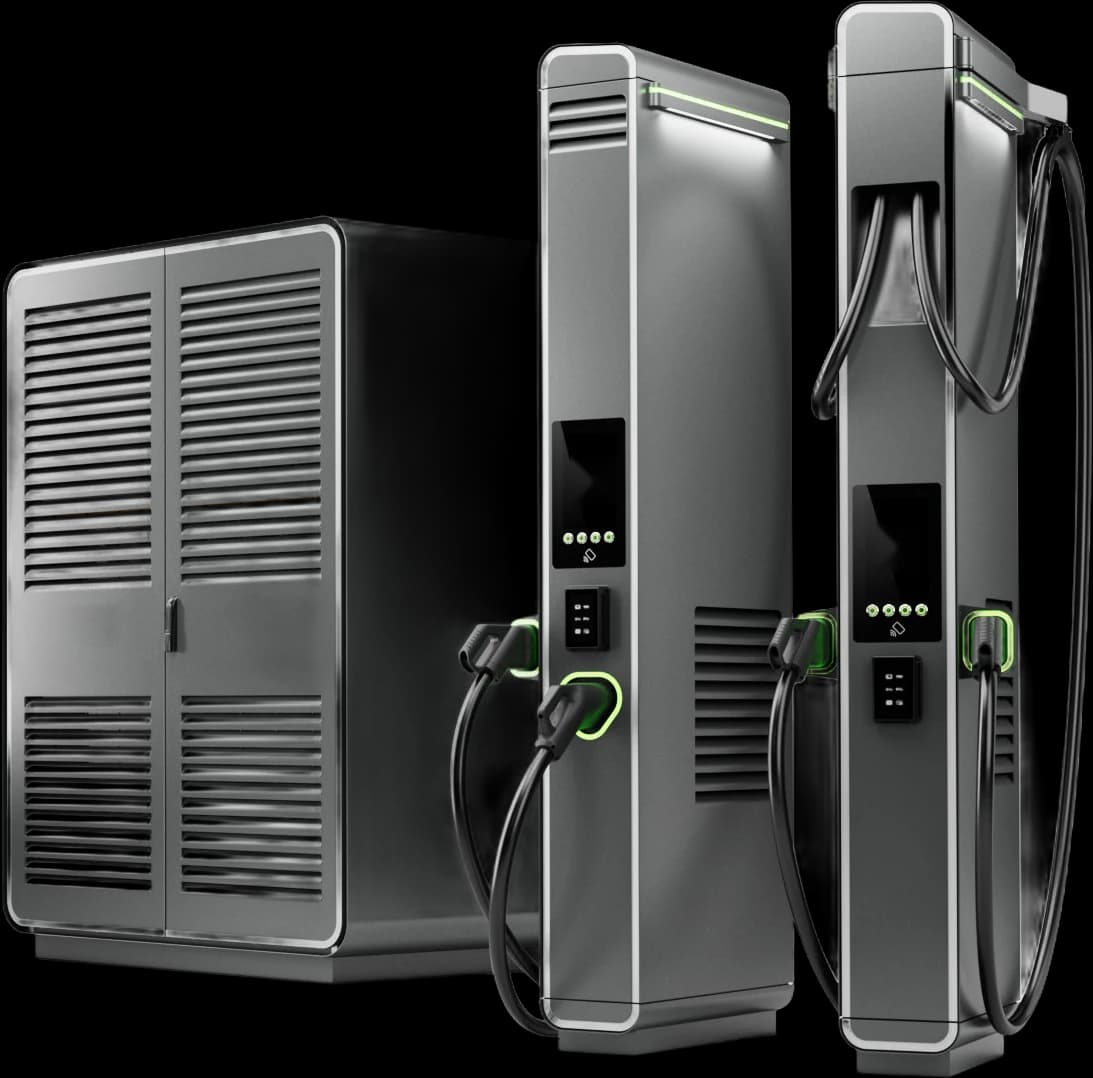Ladehub 1 MW: Power Cabinet mit zwei Dispensern