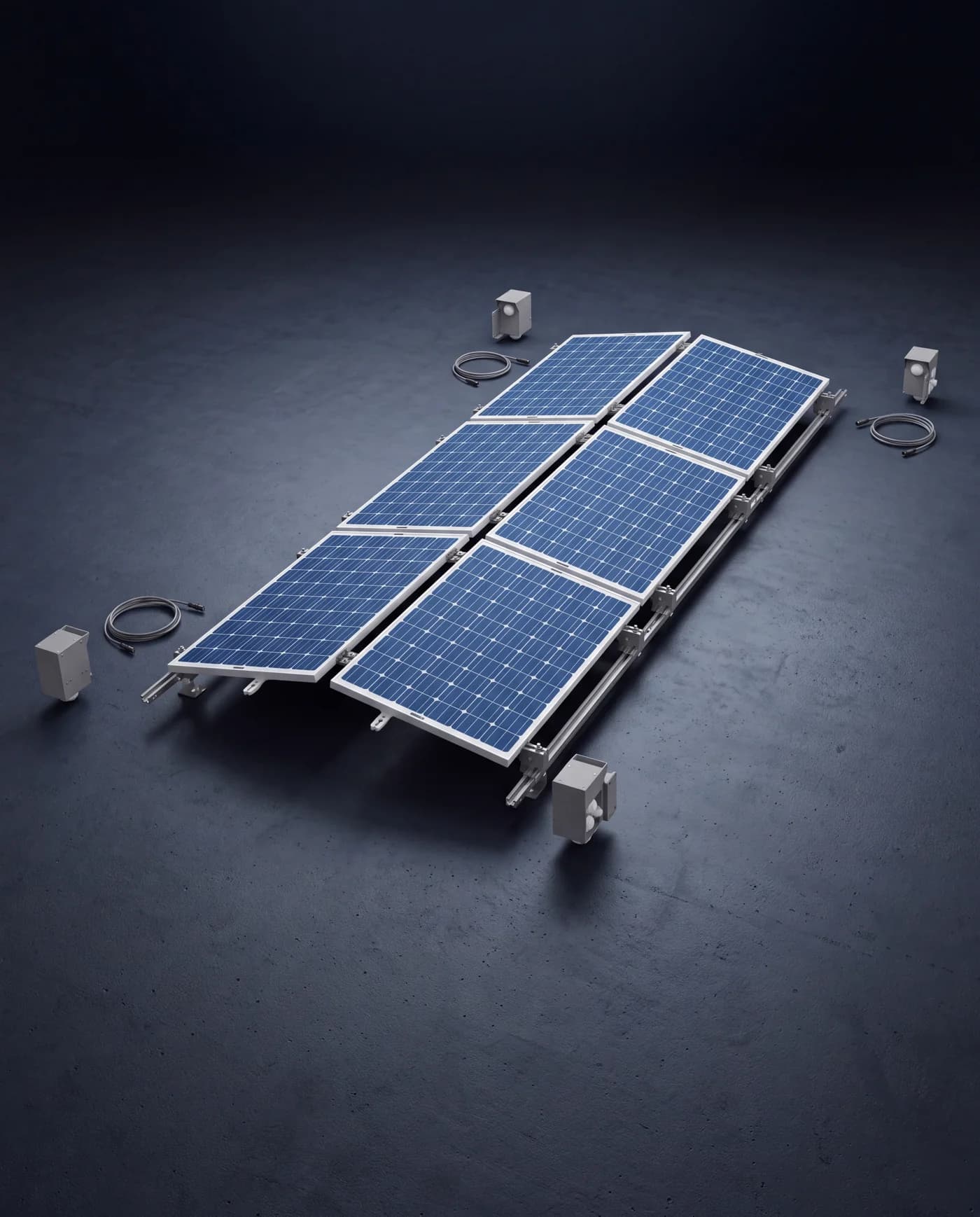 Verbundene POWERTOP-Module mit Technikboxen und Kabeln