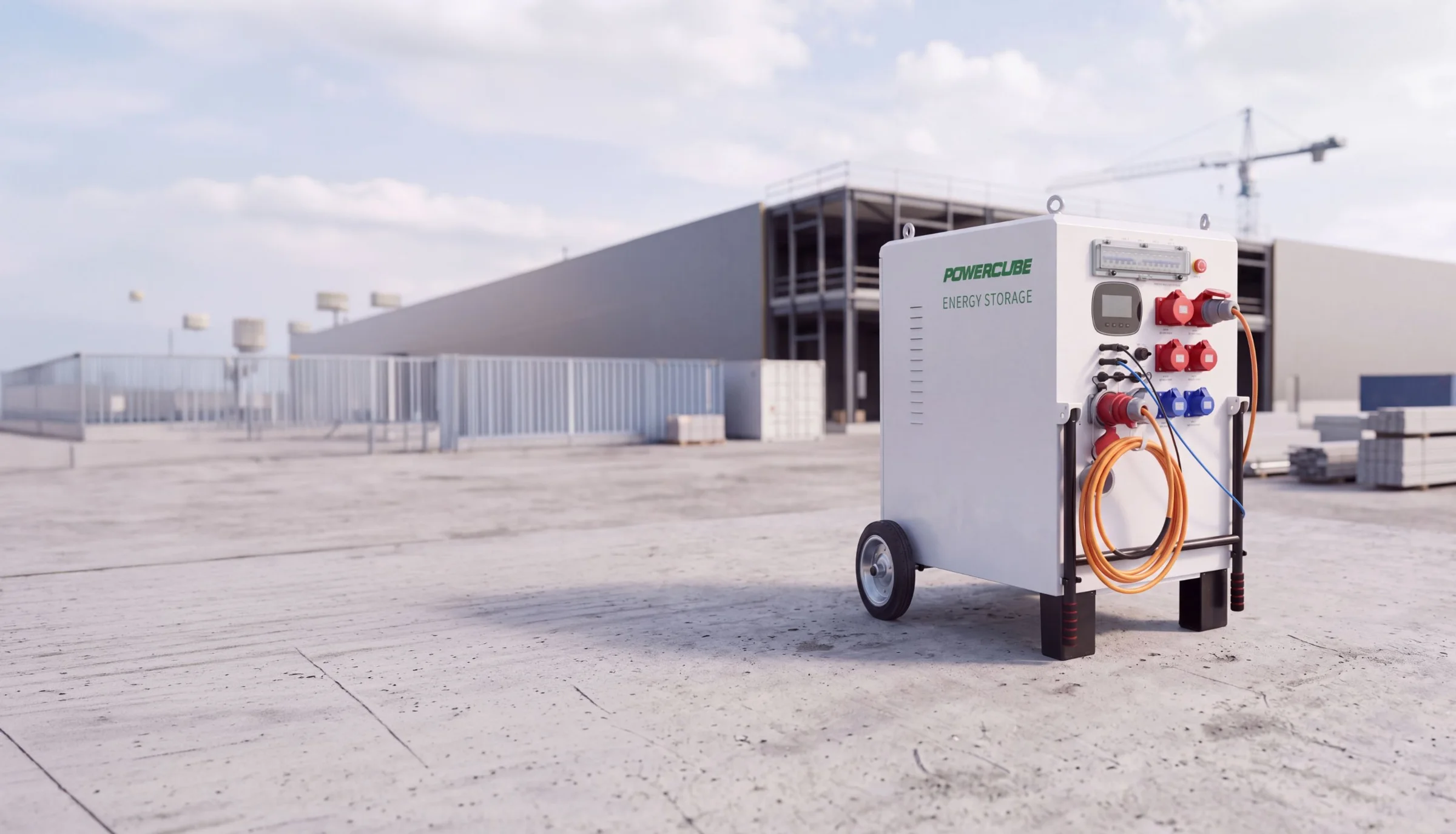 POWERCUBE 12/15: mobiler Energiespeicher mit CEE-Abgängen auf Rädern
